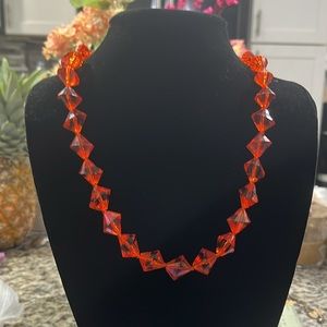 Vintage West Germany amber Gold tone Necklace.